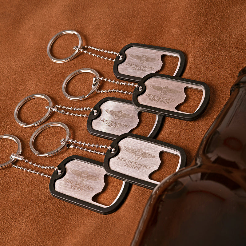 Top Gun Dog Tag Bottle Opener Keyrings