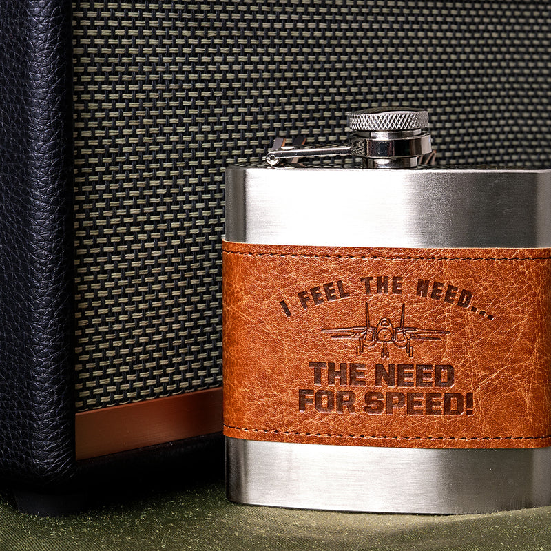 Top Gun Metal Hip Flask 6oz - Brown