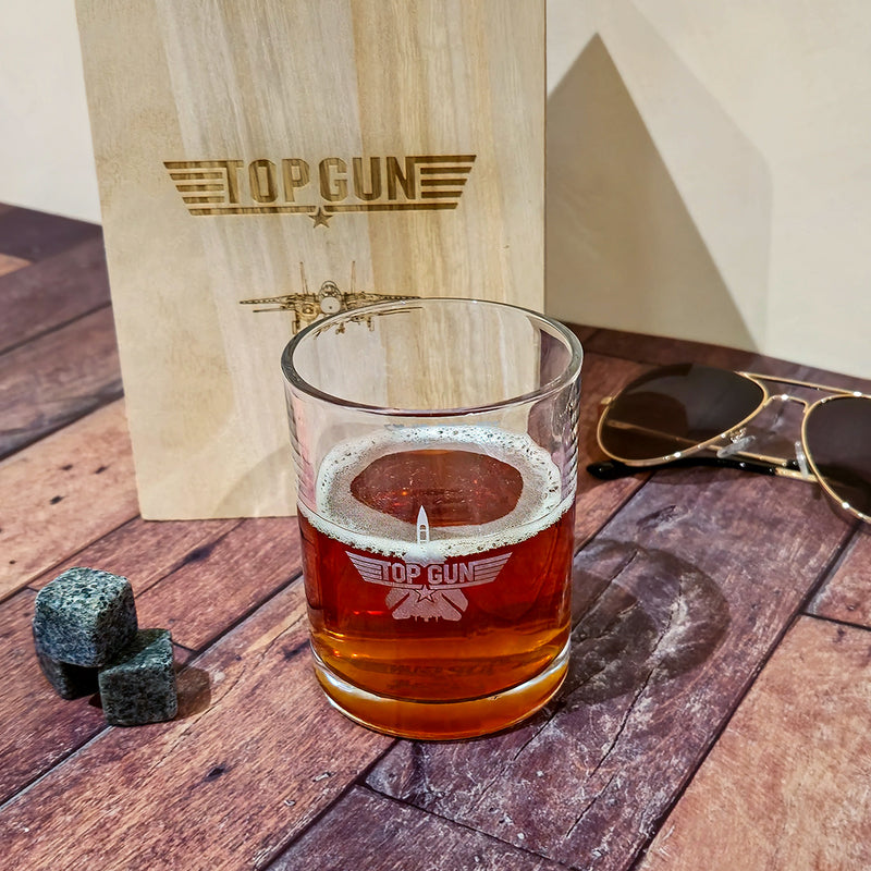 Top Gun Whisky Tumbler with Stones in Wooden Box
