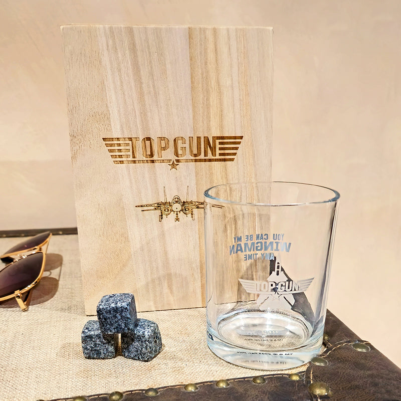 Top Gun Whisky Tumbler with Stones in Wooden Box