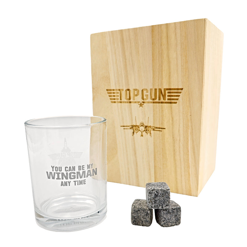 Top Gun Whisky Tumbler with Stones in Wooden Box