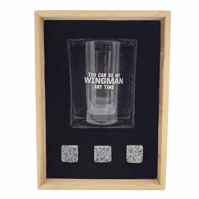 Top Gun Whisky Tumbler with Stones in Wooden Box