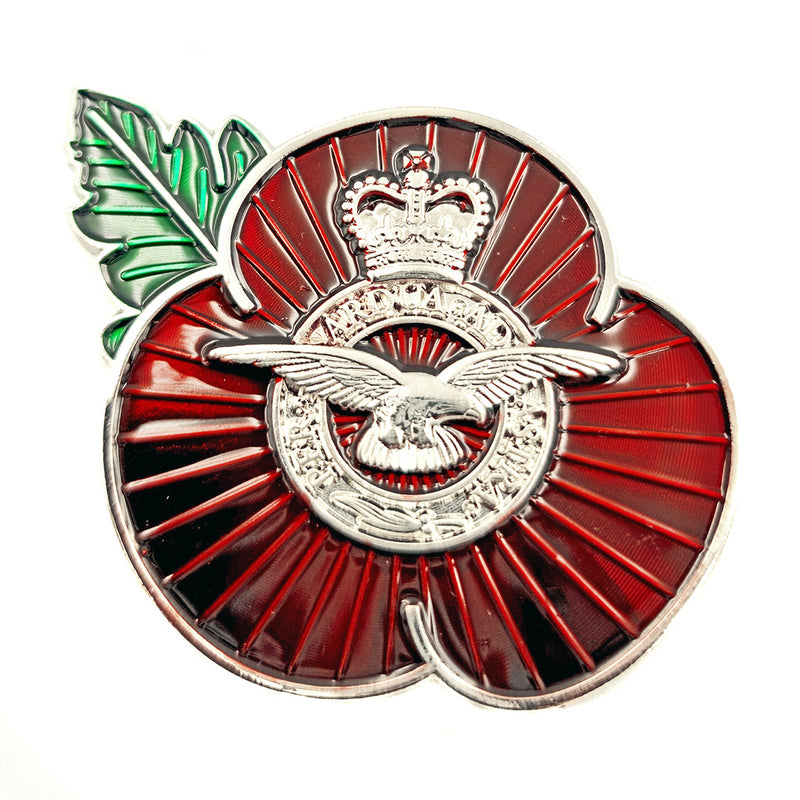 Poppy Pin Badge RAF Silver Crest