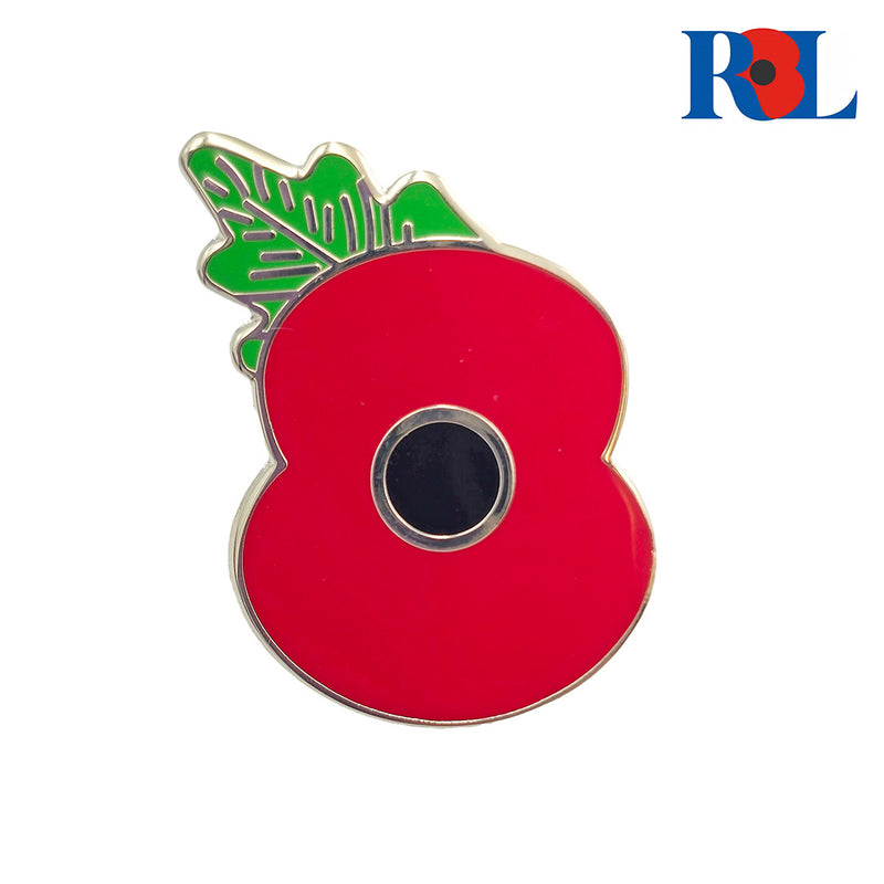 RBL - Red Enamel Poppy Leaf Lapel Pin