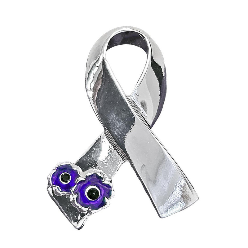 Poppy Purple Ribbon Pin