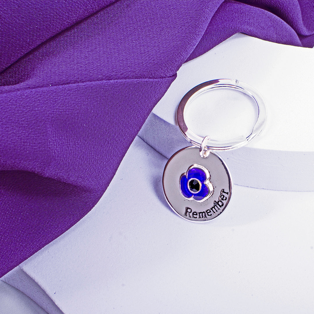 Pattern Purple Key Ring Purple Poppy Remember Keyring - RAFATRAD