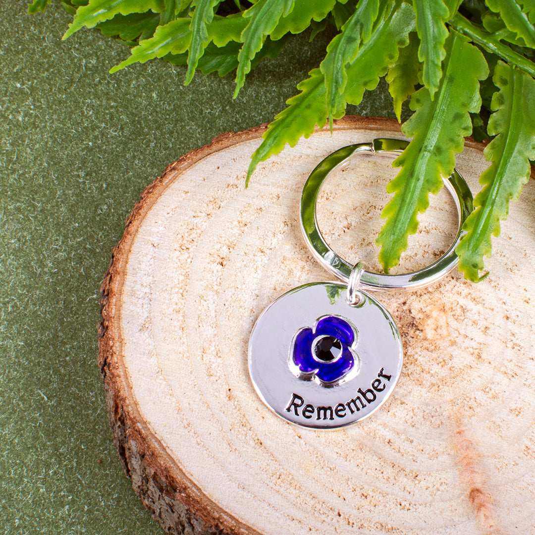 Pattern Purple Key Ring Purple Poppy Remember Keyring - RAFATRAD