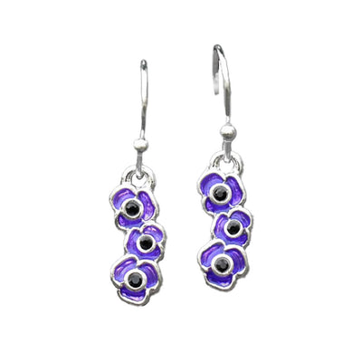 Purple Poppy Drop Earrings