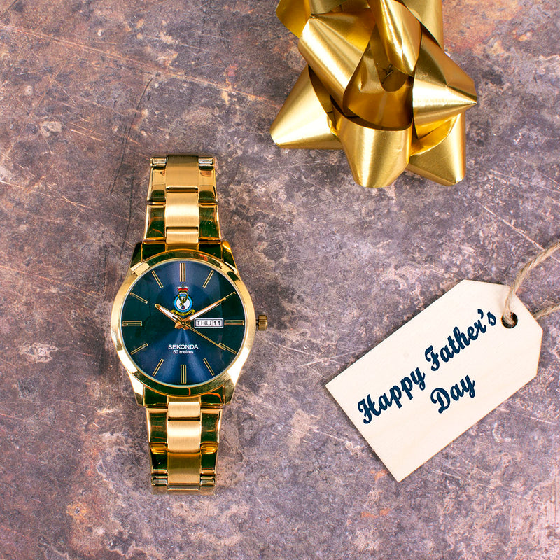 All Rafi Watch Mens RAF Association Crest Watch | Gold Case and Bracelet - RAFATRAD