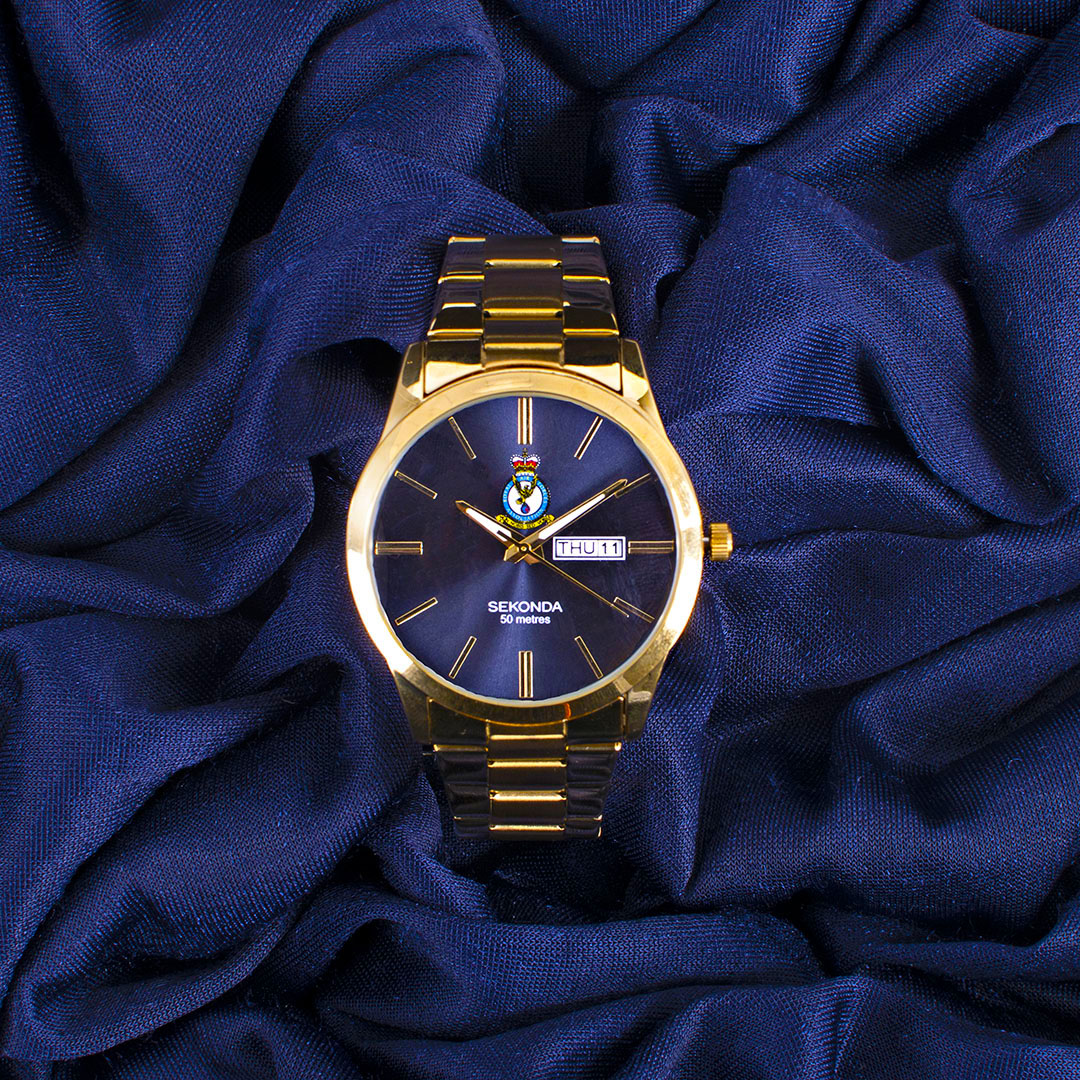 Al Rafi Watches Mens RAF Association Crest Watch | Gold Case and Bracelet - RAFATRAD