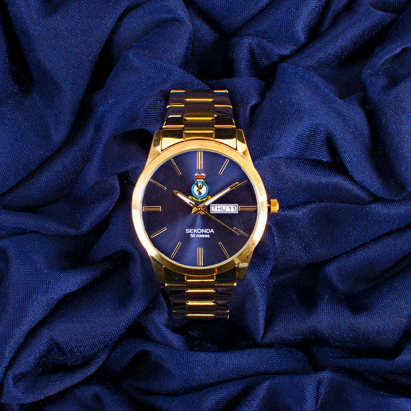 All Rafi Watch Mens RAF Association Crest Watch | Gold Case and Bracelet - RAFATRAD