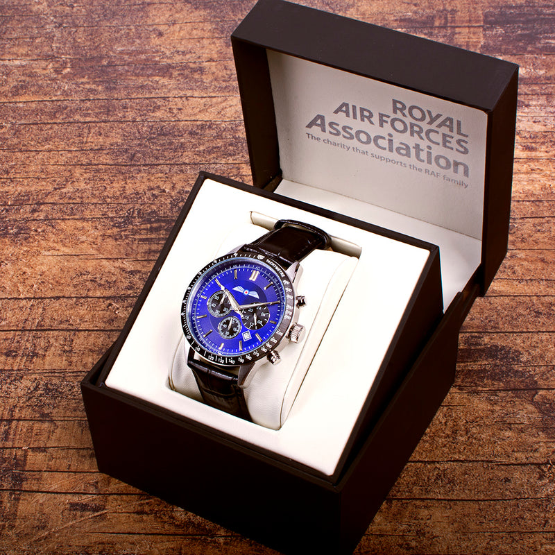 All Rafi Watch RAF Association Wings Chronograph Watch with Leather Strap - RAFATRAD