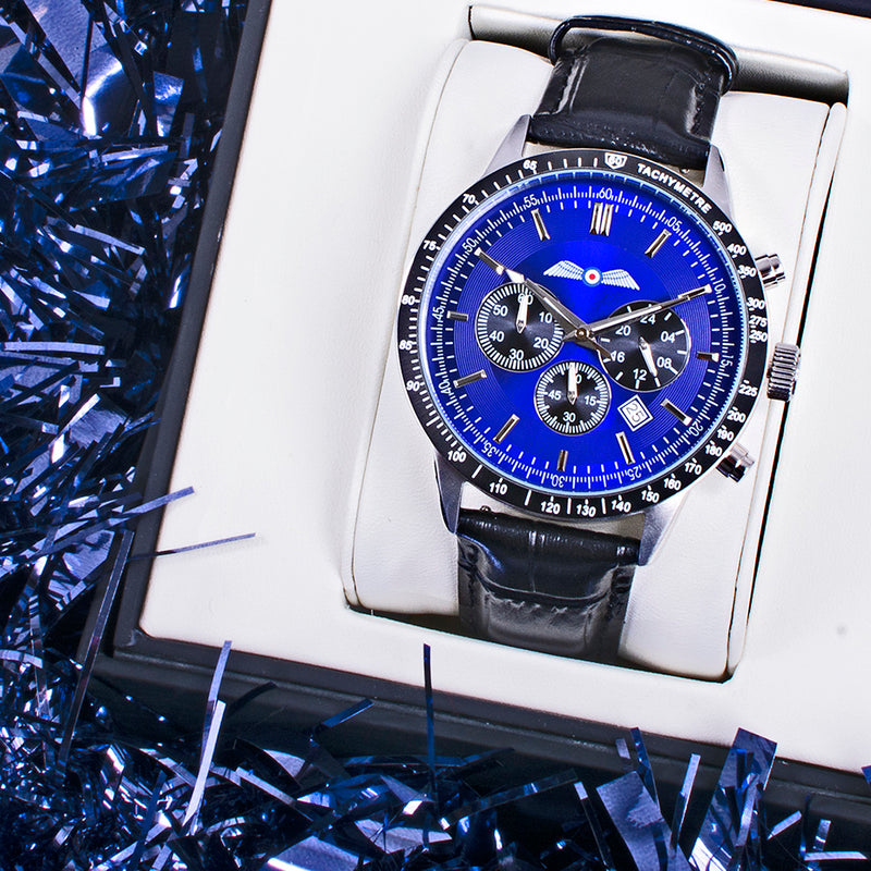 All Rafi Watch RAF Association Wings Chronograph Watch with Leather Strap - RAFATRAD