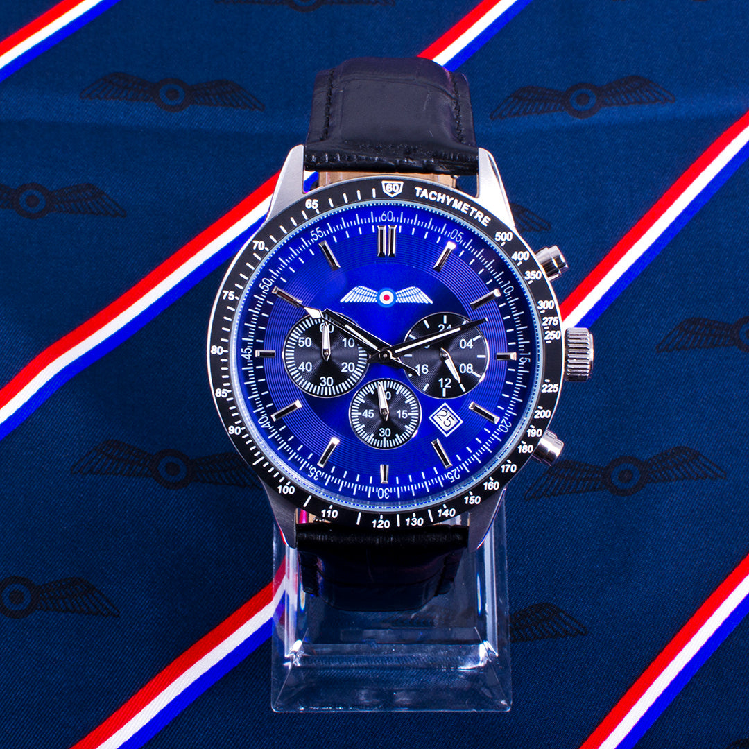 All Rafi Watch RAF Association Wings Chronograph Watch with Leather Strap - RAFATRAD