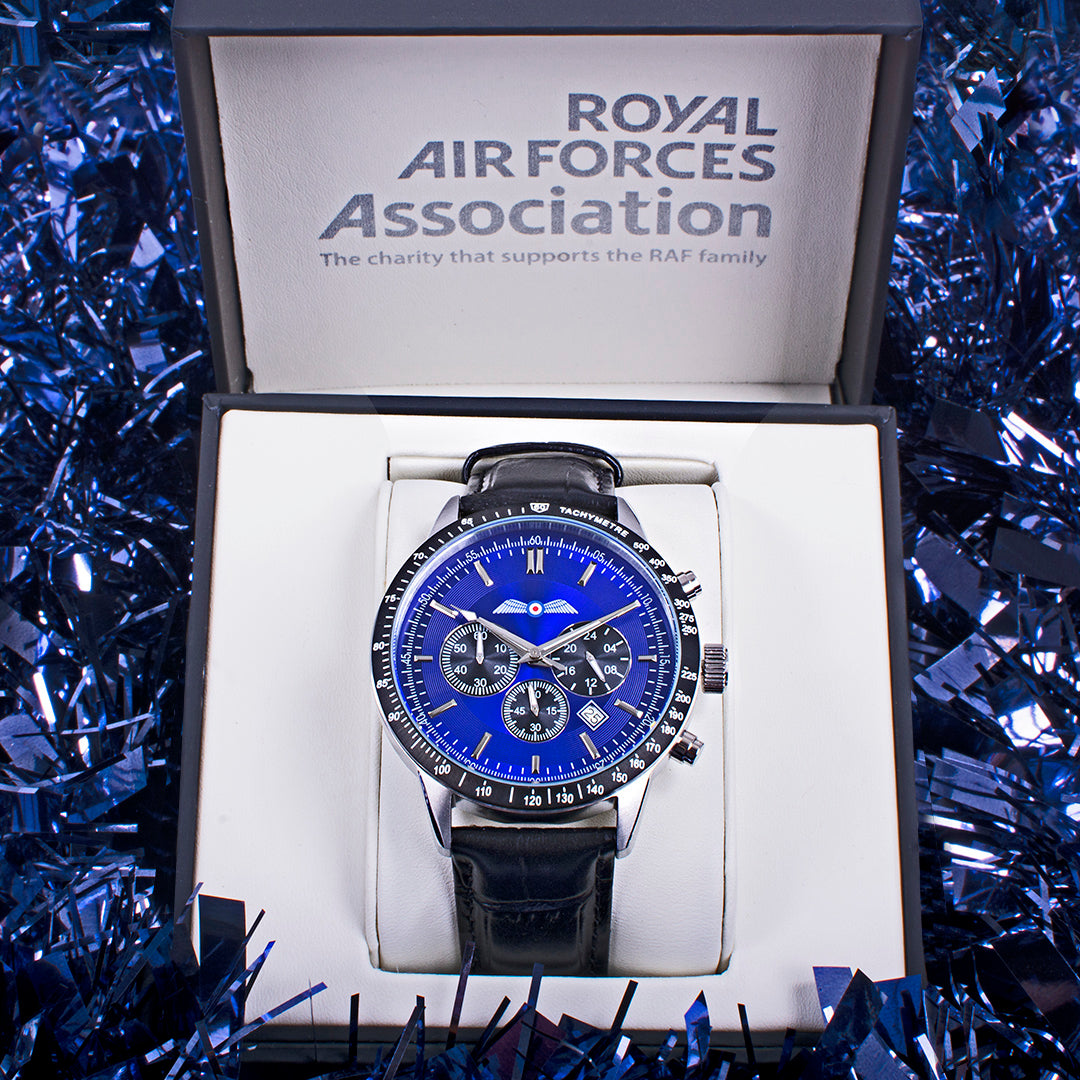 Al Rafi Watches RAF Association Wings Chronograph Watch with Leather Strap - RAFATRAD