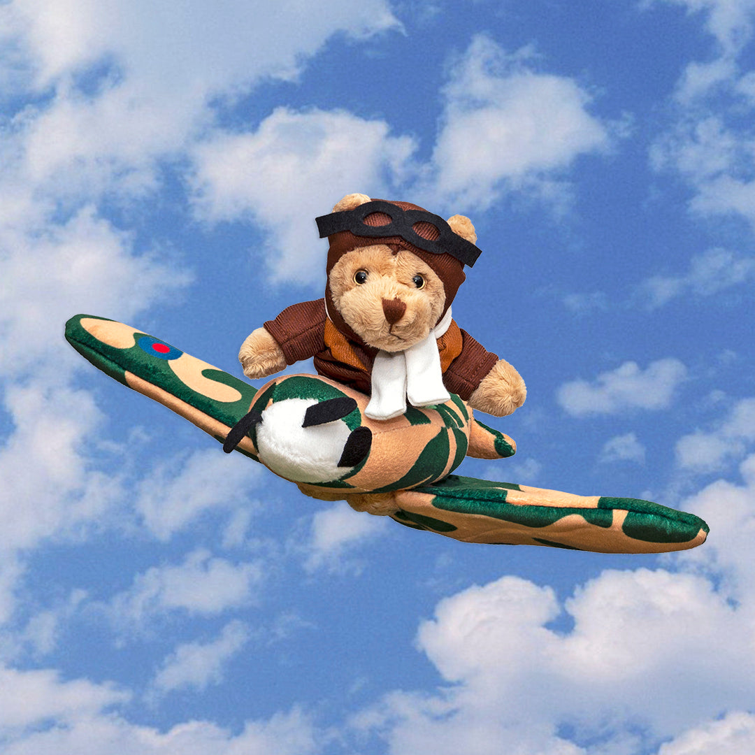 Bear In A Plane Plush Spitfire | Two Toys in One | RAF Teddy Gift