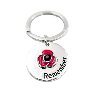 Red Poppy Remember Keyring