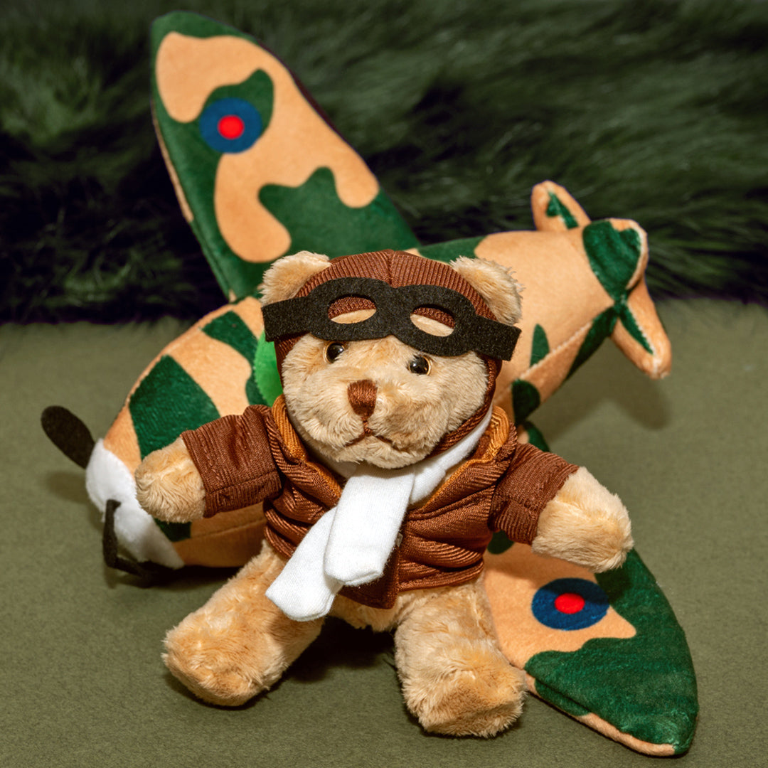 Bear In A Plane Plush Spitfire | Two Toys in One | RAF Teddy Gift