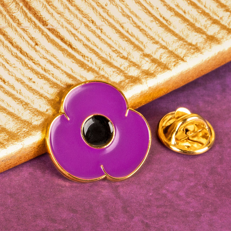 Purple 2cm Poppy Pin Badge