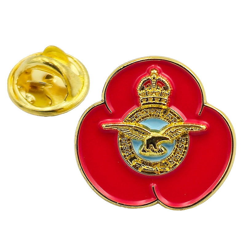 RAF Crest 2cm Poppy Pin Badge