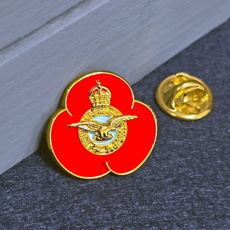 RAF Crest 2cm Poppy Pin Badge