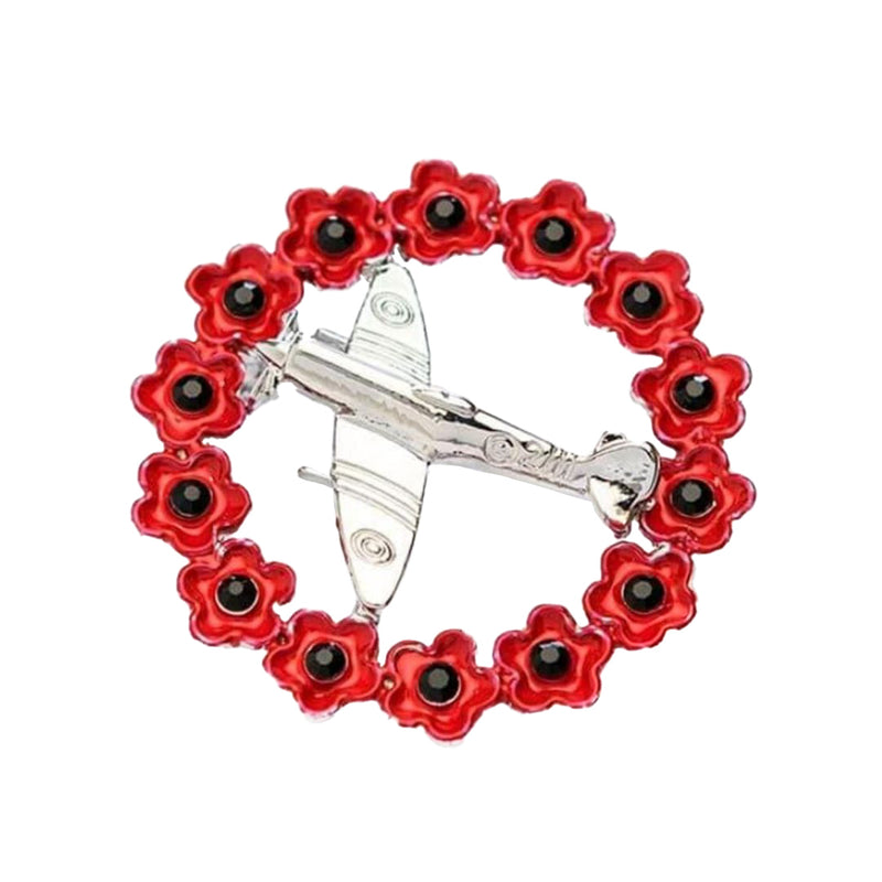 Spitfire In Poppy Wreath Brooch