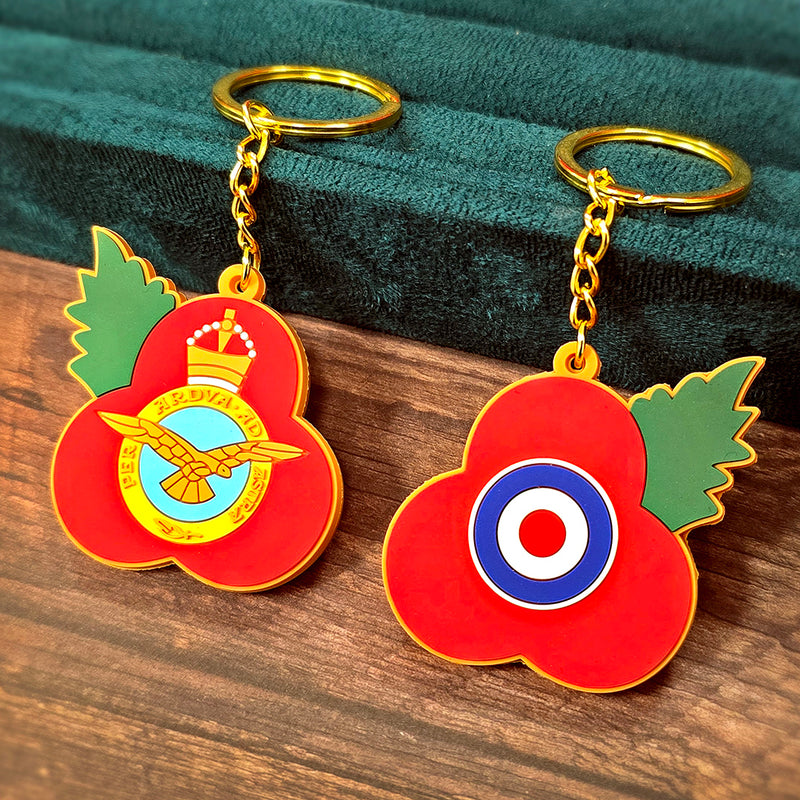 RAF Crest & Roundel Poppy PVC Keyring