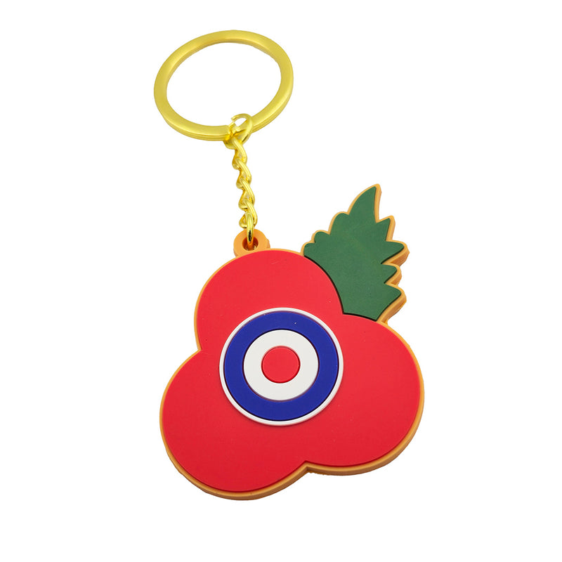 RAF Crest & Roundel Poppy PVC Keyring