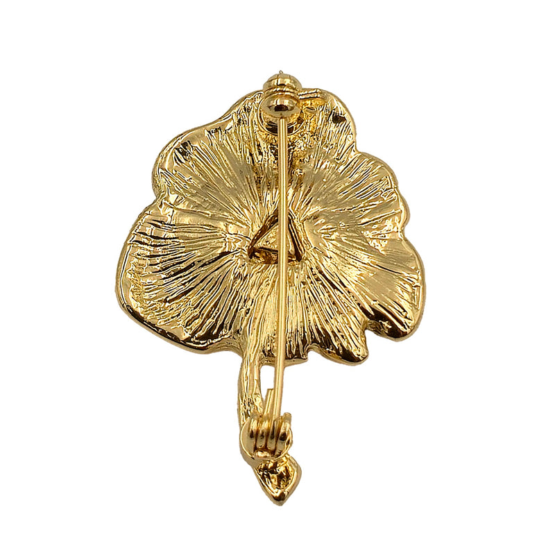 Red Poppy Brooch Gold
