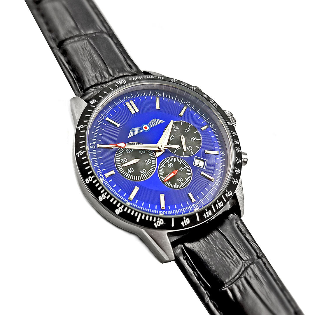 All Rafi Watch RAF Association Wings Chronograph Watch with Leather Strap - RAFATRAD