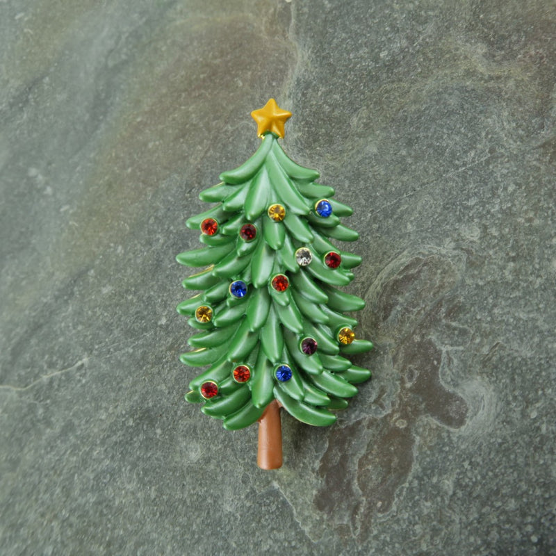 Christmas Tree Brooch, Gold Tone
