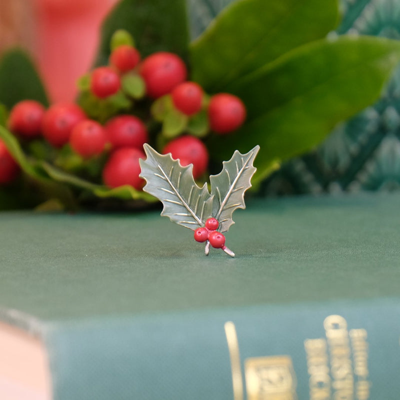Holly Christmas Brooch