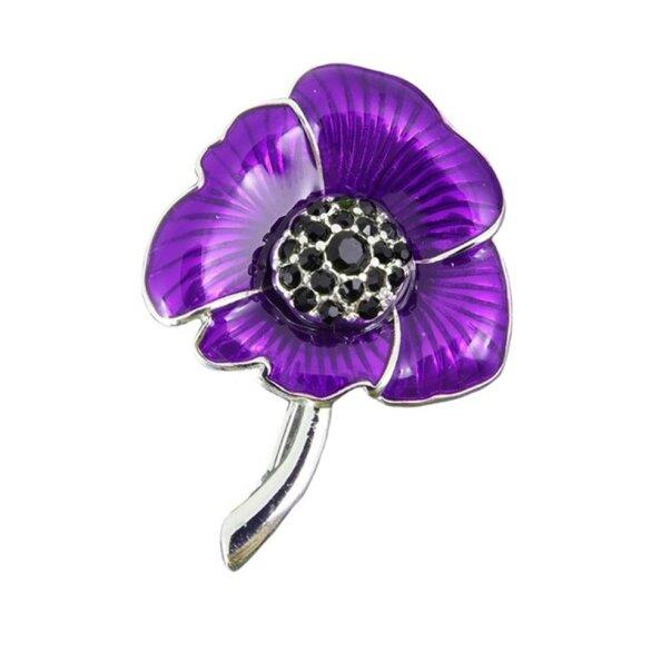 Purple Poppy Brooch Pin