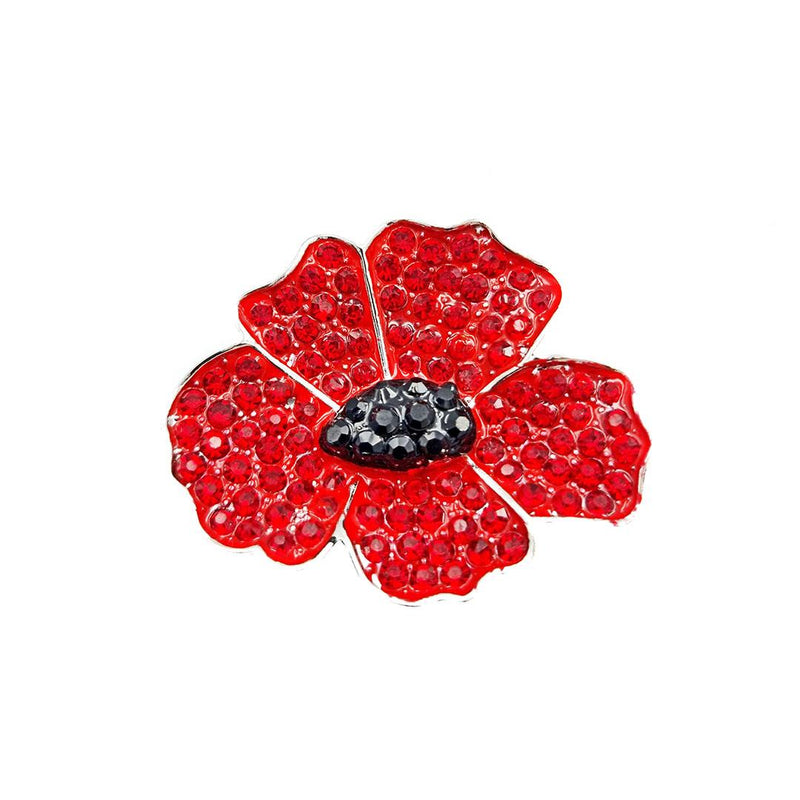 Poppy Brooch Pave 40mm