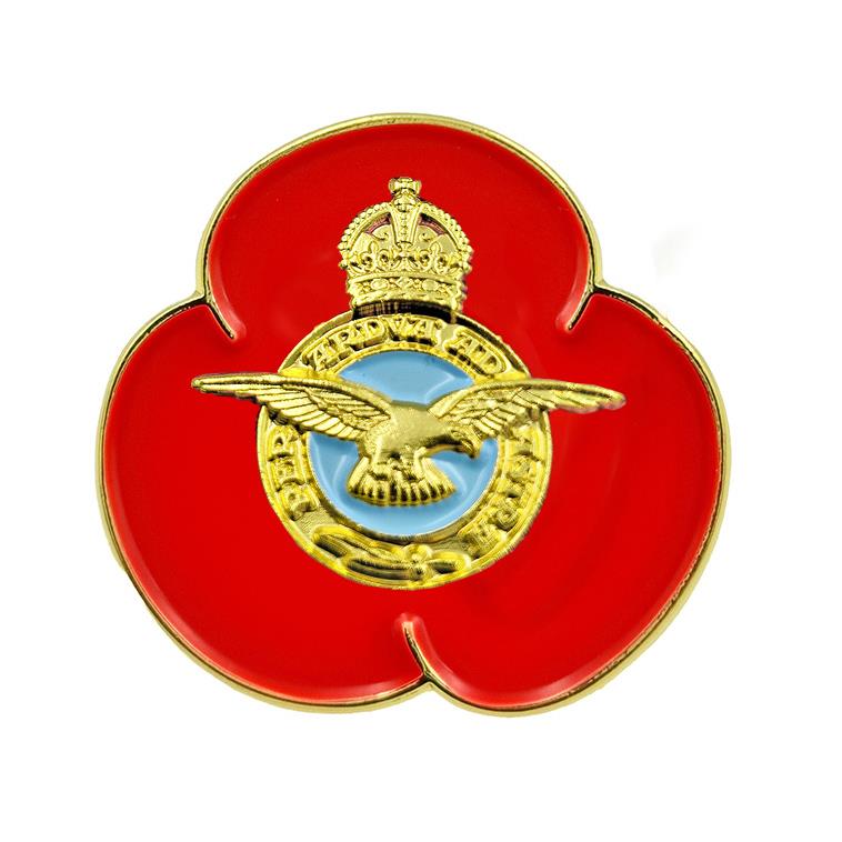 RAF Crest 2cm Poppy Pin Badge