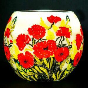 Classic Poppy Glass Candle Holder