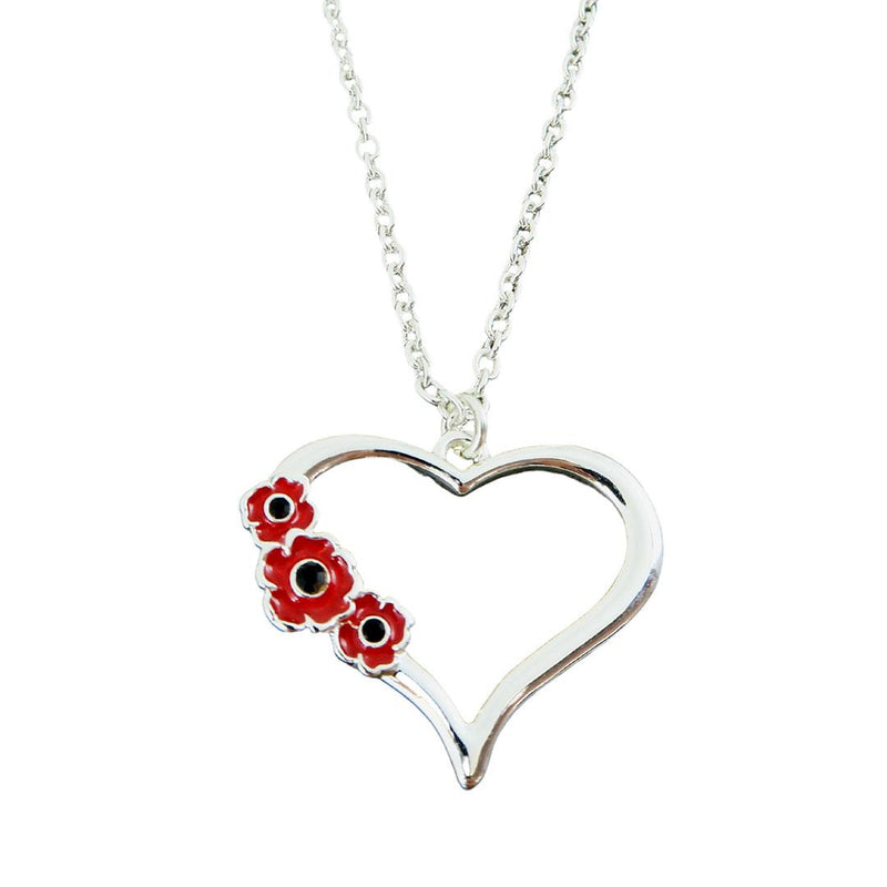Red Poppy Heart Pendant