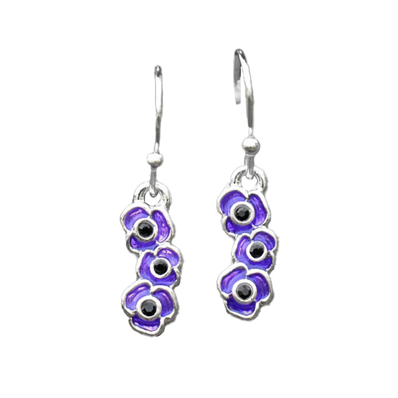 Purple Poppy Drop Earrings