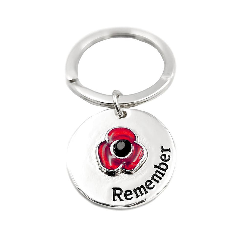 Red Poppy Remember Keyring