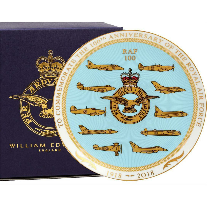 RAF100 Royal Air Force 100 Commemorative 21cm Plate & Gift Box by William Edwards - RAFATRAD