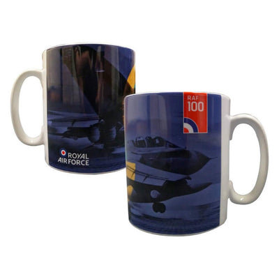 RAF100 Full Colour Ceramic Mug - Purple, Green, Yellow Roundel - RAFATRAD