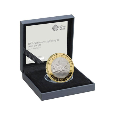 RAF Centenary F-35 Lightning II 2018 UK £2 Silver Proof Coin - The Next Generation - RAFATRAD