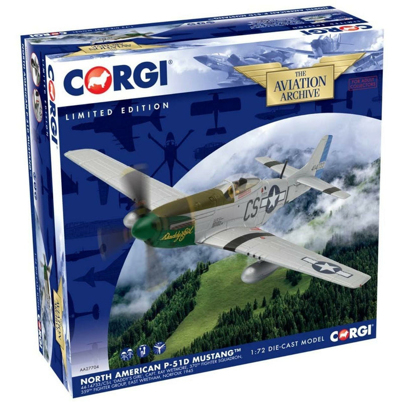 Corgi 1:72 Die-cast North American Mustang P-51D, 44-14733-CS-L Model Aircraft - RAFATRAD
