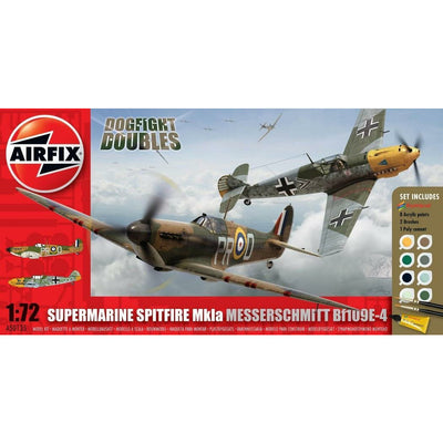 Airfix  1:72 Die-cast Spitfire MkIa and Messerschmitt Bf109E-4 Dogfight Doubles Gift Set - RAFATRAD