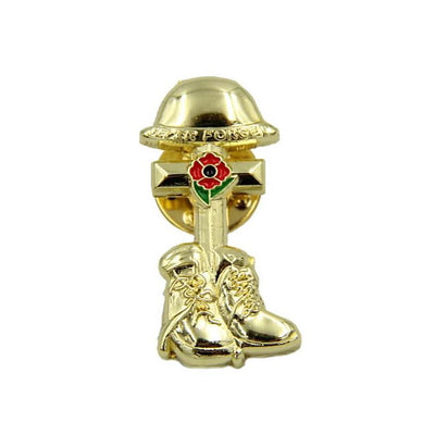 Remembrance Lapel Pin Badge - Boots Helmet & Cross Design - RAFATRAD