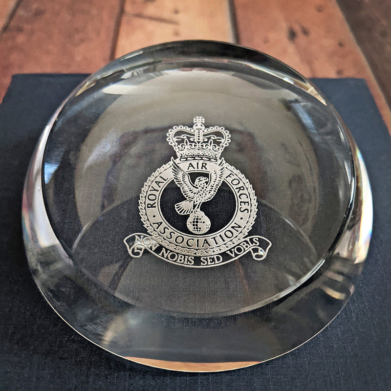RAF Association Crest Crystal Paperweight - RAFATRAD