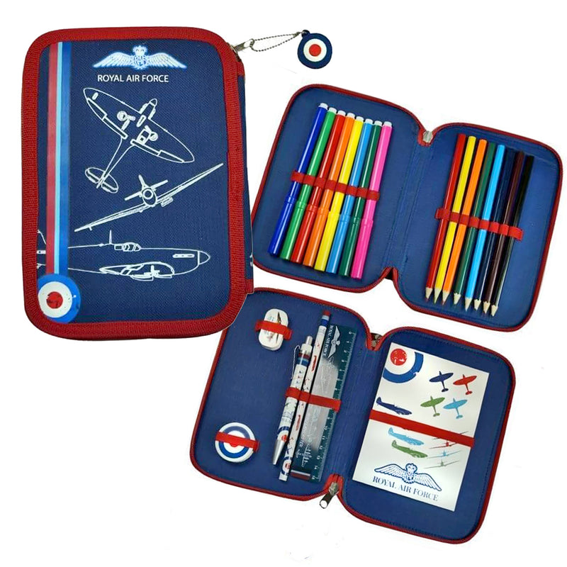 RAF Vintage Double Decker Zipped Filled Stationery Case - RAFATRAD