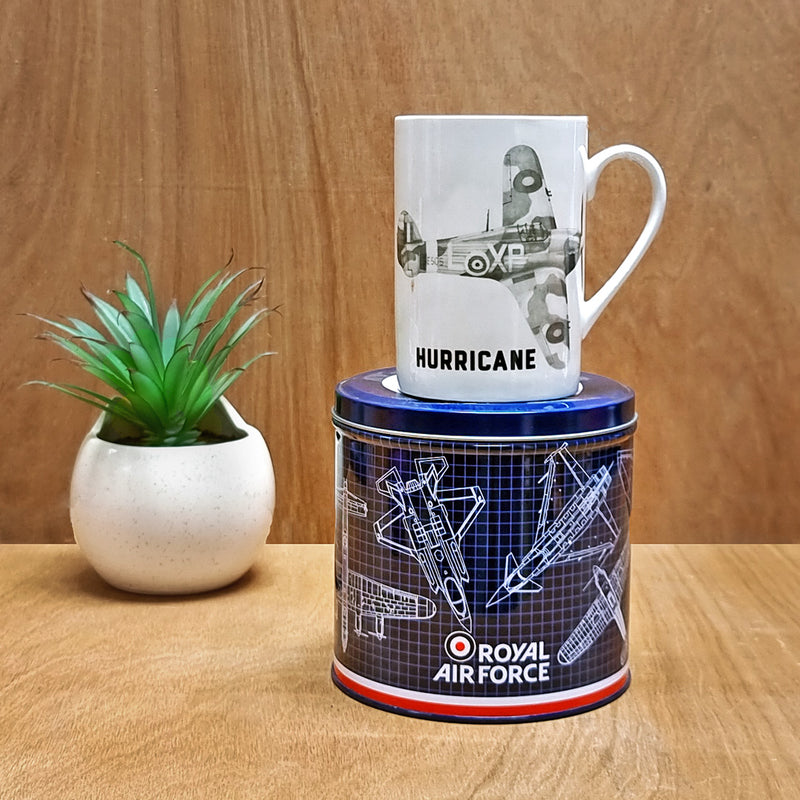 RAF Mug In Tin - Hurricane Sketch - RAFATRAD