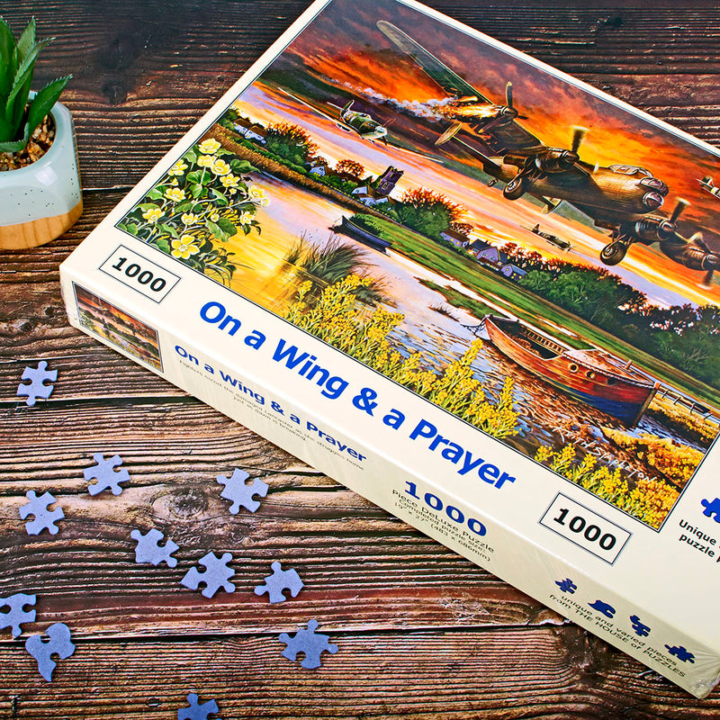Lancaster 1000 piece jigsaw puzzle  "on a wing and a prayer"