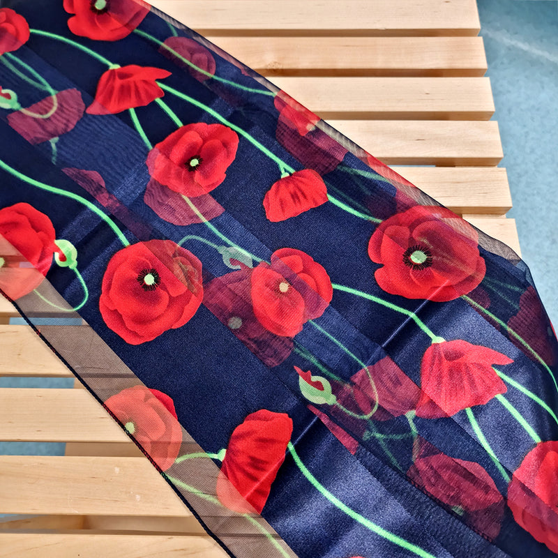 Poppy Stem Navy Scarf - RAFATRAD